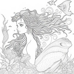 Aquatic Fantasy: Mermaid Coloring Sheet