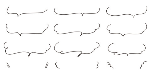 シンプルな線の手書き吹き出しセット
