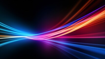 Generative AI : Colorful light trails with motion effect. Illustration of high speed light effect on black background.