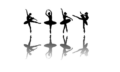 Ballerina silhouette Dancers isolated on white background. Vector female ballet dancers.