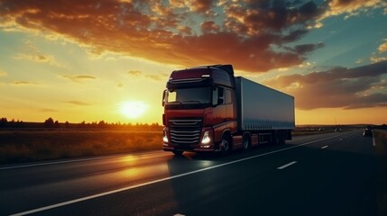 A truck driving down the road.generative ai
