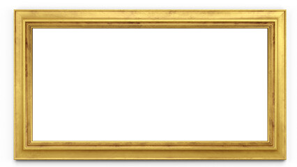 Gold Leaf Picture Frame on isolated background. 3d rendering