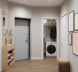 visualization of a cozy modern interior, 3d rendering, cg illustration