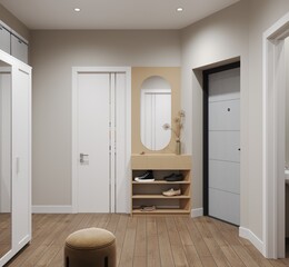 visualization of a cozy modern interior, 3d rendering, cg illustration