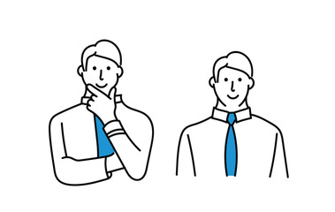 働く男性社員の表情セットイラスト素材