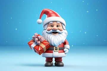 Cute 3D Santa Claus, cartoon style, Christmas character,  gradient background, Generative AI