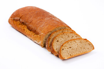 Sliced bread on a white background
