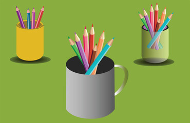 Short colored pencils set in various colors, mini colored pencils, pencils set with mog cup colour.