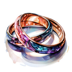 A romantic watercolor wedding ring T-shirt design, rings portrayed in soft and dreamy pastel hues, Generative Ai