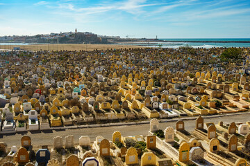 Morocco. Sale. Piling up of graves in the Muslim Martyrs Cemetery near the Kasbah of the Udayas