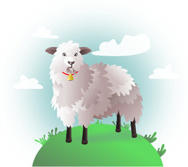 cute sheep with grass