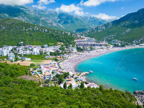 Canj in Montenegro. Aerial view of paradise tropical beach, surrounded by green hills. Montenegro. Balkans. Europe.