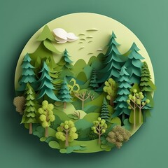 forest, paper style Generative AI
