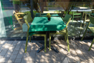 Street Restaurant Table, Empty Cafe Tables, Bar Terrace, Outdoor Restaurants, Outside Trattoria