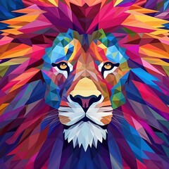 lion with colorful mane Generative AI