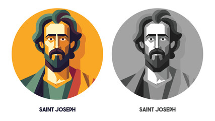 Saint Joseph. Flat Vector Illustration. St. Joseph. San Jose.  Patron Saint of Fathers, Workers, and a Holy and Happy Death.