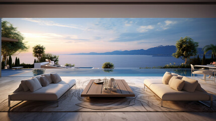 Obraz na płótnie Canvas Luxury villa with terrace and floor