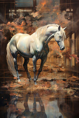 The horse, surreal art. Stunning fine art illustration generated by Ai	