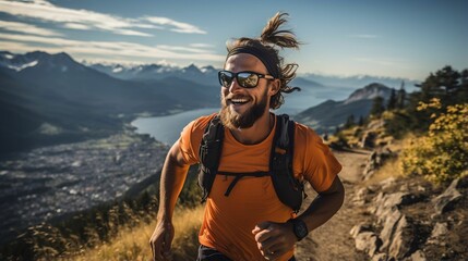 Trail Running in a Scenic Mountain Area