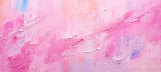 Fototapeta premium close up of a pink abstract art painting, texture with oil brush strokes on canvas, knife paint