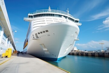 Nose of the cruise ship near the pier