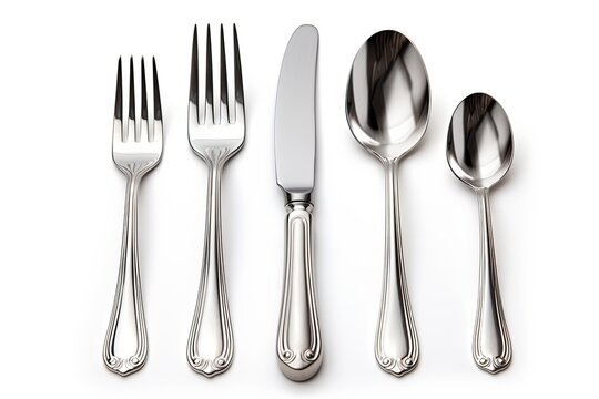 Fork, knife, spoon, cutlery isolated on white background