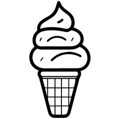 Ice cream cone vector line icon isolated on white background
