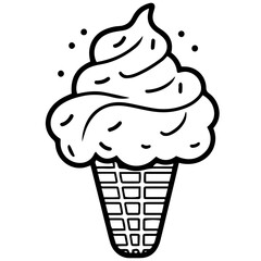 Ice cream cone vector line icon isolated on white background