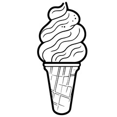 Ice cream cone vector line icon isolated on white background