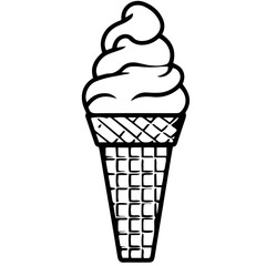 Ice cream cone vector line icon isolated on white background