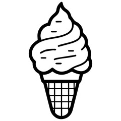 Ice cream cone vector line icon isolated on white background