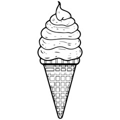Ice cream cone vector line icon isolated on white background