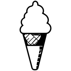 Ice cream cone vector line icon isolated on white background