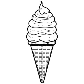 Ice cream cone vector line icon isolated on white background