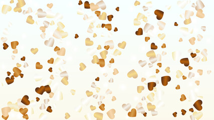 Realistic Background with Confetti of Hearts Glitter Particles. St. Valentine Day. Celebration pattern. Light Spots. Explosion of Confetti. Glitter Vector Illustration. Design for Banner.