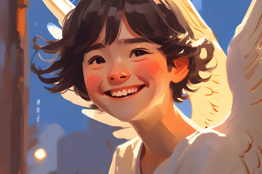 a red-cheeked angel. Generative AI