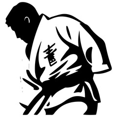 Sketch judoist, judoka athlete duel, fight, judo, pack of sport figure silhouette outline
