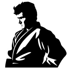 Sketch judoist, judoka athlete duel, fight, judo, pack of sport figure silhouette outline