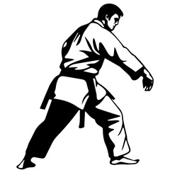 Sketch judoist, judoka athlete duel, fight, judo, pack of sport figure silhouette outline