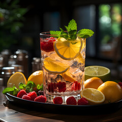 refreshing cocktail with ice