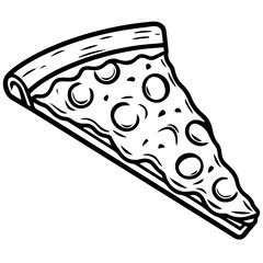 Outline pizza slices, whole pizza. Vector simple Doodle style