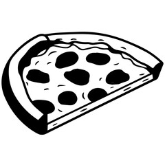 Outline pizza slices, whole pizza. Vector simple Doodle style