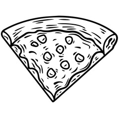 Outline pizza slices, whole pizza. Vector simple Doodle style