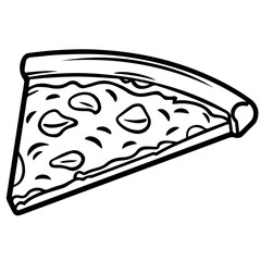 Outline pizza slices, whole pizza. Vector simple Doodle style