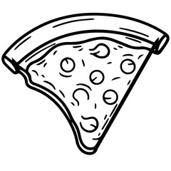 Outline pizza slices, whole pizza. Vector simple Doodle style