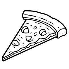 Outline pizza slices, whole pizza. Vector simple Doodle style
