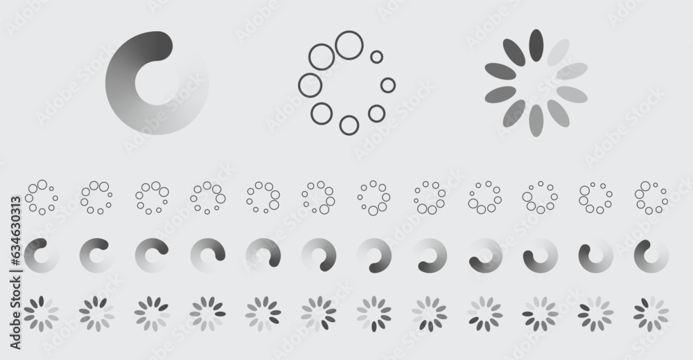 Fototapete circular loading buffering icons vector set video ready for animation gif all keyframes frames bufri