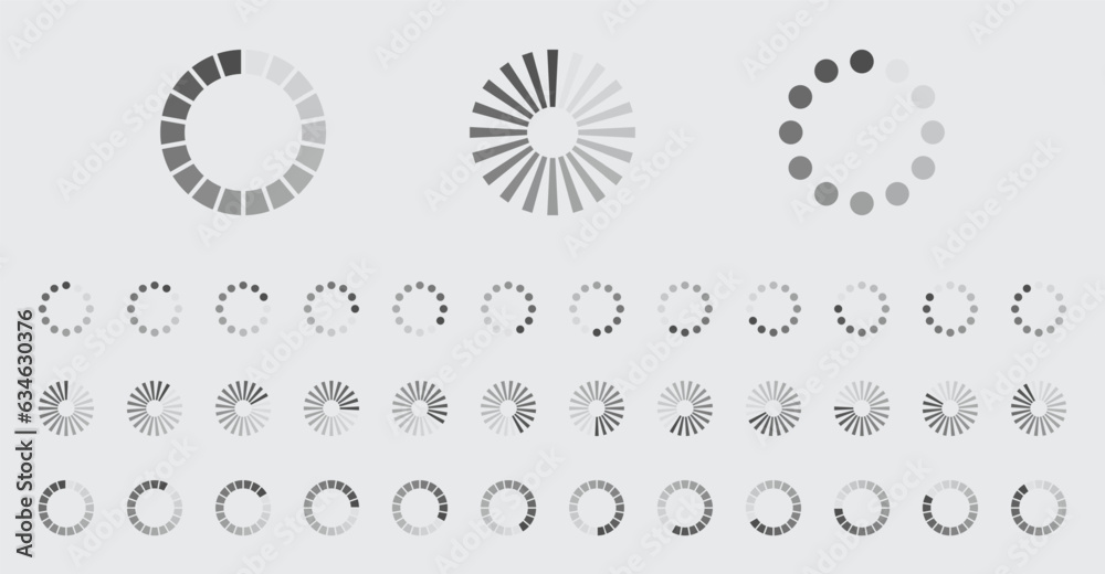Fototapete circular loading buffering icons vector set video ready for animation gif all keyframes frames bufri