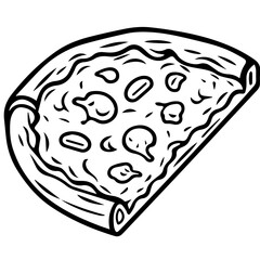 Outline pizza slices, whole pizza. Vector simple Doodle style