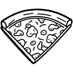 Outline pizza slices, whole pizza. Vector simple Doodle style